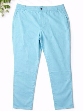 Avenue NWT Capri Pants Women’s 22 Petite Plus Size Aqua Blue Stretch Cotton